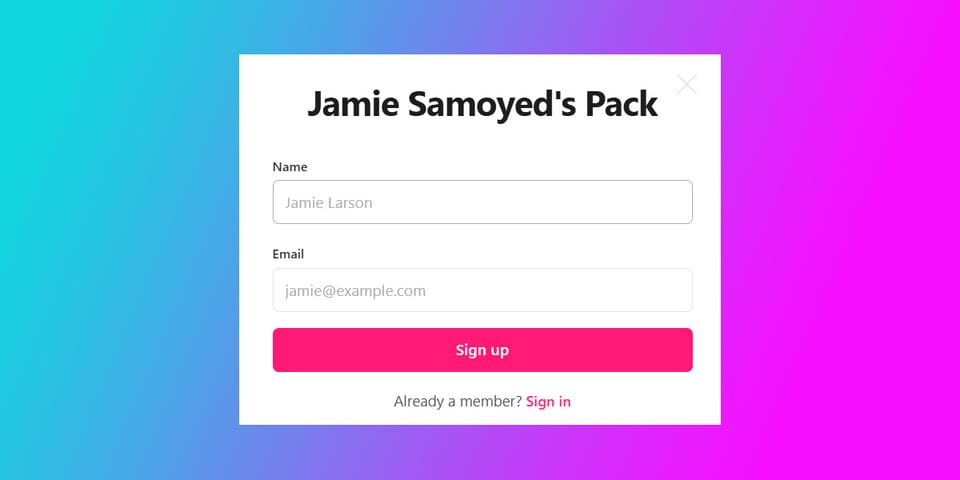 Signing up for this website